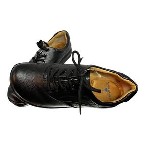 Nurse Mates Pillowtop Black Leather Lace Up Comfort Work Shoes Size 8.5 W